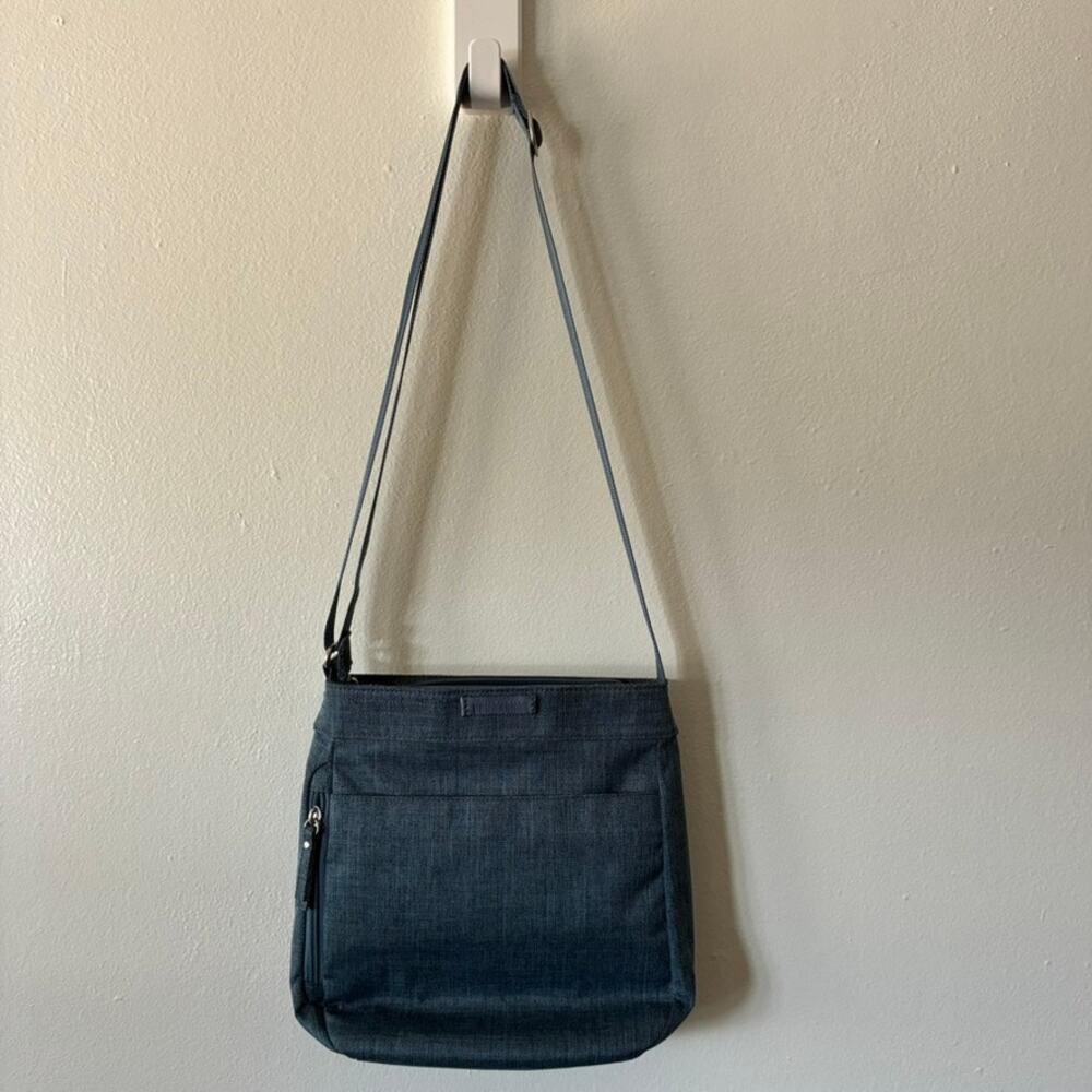 Haiku RFID Crossbody Bag Blue Gray Travel Purse Nylon Adjustable Strap - Picture 4 of 12